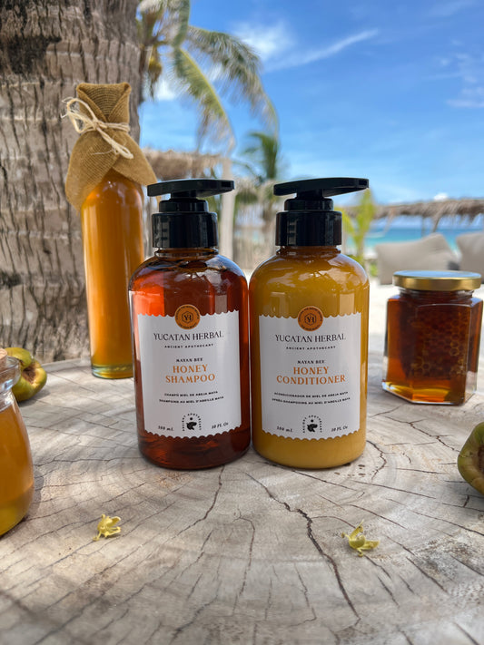 Set de champú y acondicionador con miel de abeja maya